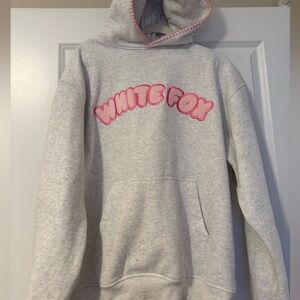 White Fox Boutique Gray Hoodie with Pink Details never worn only tried on